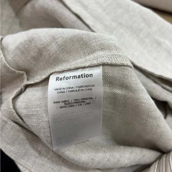 Reformation linen Eva skirt skort oatmeal natural color size 8 - Picture 5 of 5